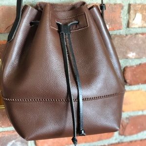J.Crew leather drawstring cognac bucket bag